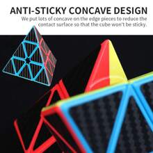 1 Piece Speed Magic Cube With Carbon Fiber Stickers 2x2, 3x3, Pyramid, Special-Shaped Magic Cube, Smooth Rotation, Matte Texture, Children's Brain Teaser Cube Toy, Suitable For Competitions, Children's Gifts - Multicolor - View 5