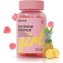 MONTUE Gomitas Premium Feminine Balance - Equilibrio del pH con prebióticos, mezcla de probióticos Lactobacillus y piña hawaiana para reforzar el sistema inmunitario, veganas, 60 gomitas (30) - 30 - Ver 1