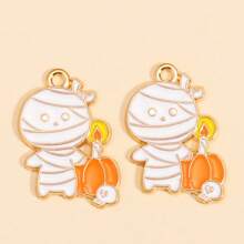 10pcs Halloween Enamel Accessories Pumpkin & Ghost Pendant, Suitable For DIY Jewelry Making Earrings Necklace Crafts Halloween Party Gifts