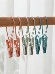 12pcs Clothes Pins Set With Multicolor Clips And Durable Plastic Rope For Outdoor Clothesline Drying, Windproof, Strong Hangers To Secure Socks, Hats, Pants, Bras, Underwear, Towels, And Photos; Versatile Laundry Clips For Home, Dorm, Balcony, And Laundry Room; Easy To Use, Rust Resistant, Gentle Grip, Non-Snag, Lightweight Plastic, Quick Clip Securement - Multicolor - View 11