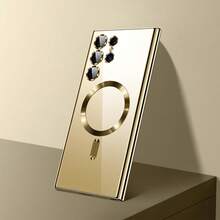 适用于三星S25、S25+、S25 Ultra、S25 Edge的防震磁吸透明电镀边框手机壳，支持无线充电，提供全方位保护，也兼容S24、S24+、S24 FE、S24 Ultra、S23、S23+、S23 FE、S23 Ultra、S22、S22+、S22 Ultra、A35、A55、A05、A15、A06、A16以及16、15、14、13、12、11 Pro Max Plus、7、8、SE、7P、8P、X、16e等机型。春季生日礼物之选。国际版，非国内版。 - 金色 - 查看 4