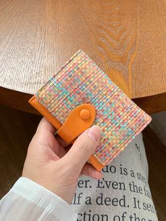 Nueva cartera de mujer de estilo coreano de moda, pequeña y colorida. Cartera corta plegable en tres partes con monedero y portador de tarjetas para mujer. Cartera mini, monedero, cartera linda para otoño