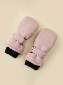 1双纯色加厚冬季保暖户外儿童手套