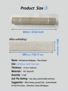 1 rollo de baldosas autoadhesivas de suelo con patrón de madera minimalista, rollo de papel tapiz, rollos de suelo de vinilo reforzado. Baldosas de suelo autoadhesivas impermeables, resistentes al desgaste y antideslizantes. Papel tapiz/pegatinas de suelo autoadhesivas. Pegatinas de pared de decoración occidental, papel tapiz autoadhesivo, decoración de pared. Decoración de habitación para cocina, baño, sala de estar, dormitorio, decoración de cocina, oficina, decoración del hogar. Papel tapiz de pared decorativo, baldosas de suelo autoadhesivas, baldosas de suelo autoadhesivas