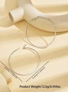 1pair Fashionable Large Hoop Earrings For Women, Vintage Simple Loop Earrings For Daily Wear - Earrings - View 7
