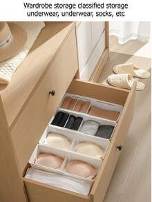 Caja de almacenamiento que se puede redimensionar y ajustar con divisores / Caja de almacenamiento de cocina / Caja de almacenamiento de cosméticos / Caja de almacenamiento de papelería / Compatible con varios tamaños de cajones / Almacenamiento multifuncional / Organizador de partición perfecto Caja de almacenamiento con compartimentos multifuncionales