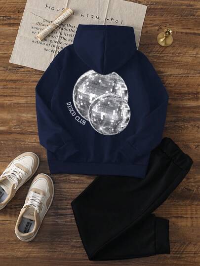 1 pieza Sudadera casual con estampado para niña preadolescente, ropa de estudiante para otoño/invierno, top de forro polar de manga larga y grueso - Sudadera diseñada para niños amantes de la aventura, Noche estrellada