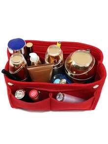 Multi-Pocket Portable Felt Travel Backpack Insert Storage Bag - Organize Cosmetics And Accessories With Ease - Chemical Fiber Material, No Printing, Compact And Lightweight Design