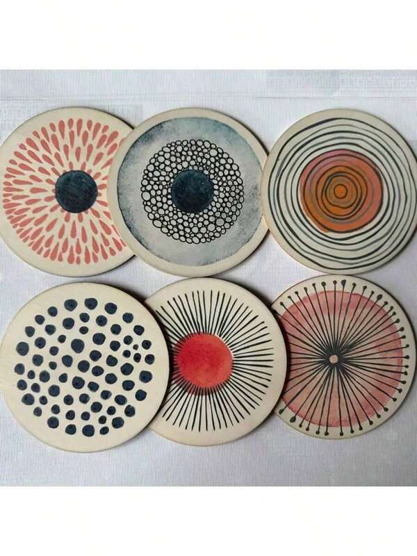 6pcs Summer Fruit Art Coaster Set - Heat Resistant, Anti-Slip, Decorative Wooden Placemats For Home, Office And Parties - 10.01cm Square, Table Decor, Coasters, Limited Edition