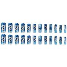 Medium Coffin Shaped Press On Nails Golden Glitter Stripe Acrylic Nails With Heart Love Designs Full Cover Gradient False Nails Stick On Nail For Women DIY Manicure Decoration 24 Pcs - 樣式 16 - 查看 6