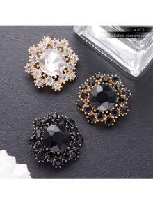 4 件套多色多尺寸水钻镂空经典金属纽扣，DIY 装饰外套、夹克、缝纫用品、服装配饰 - 彩色 - 查看 2