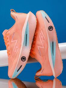 L.S.W.P 男士透气公路跑鞋 - 减震耐磨鞋底，EVA 缓冲，轻质低帮运动鞋，条纹设计，适合健身、慢跑和日常穿着，时尚运动风格，配有 EVA 软鞋垫 - 粉色 - 查看 8