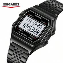 Skmei SKMEI 2465 Luxury Man Digital Watch Clear Stainless Steel Band Rectangle Digital Display Small Business Wristwatch