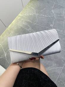 Lightweight, Business Casual Bag Design, Bag Evening Bag, Dinner Bag Glamorous, Elegant, Exquisite, Quiet For Party Girl, Woman Perfect For Party, Wedding, Prom, Dinner/Banquet, Perfectly Matching With Prom Accessories, Perfectly Matching With Bridal Party, Best Choice Elegant Bag For Bridal Shower - Silver - View 4