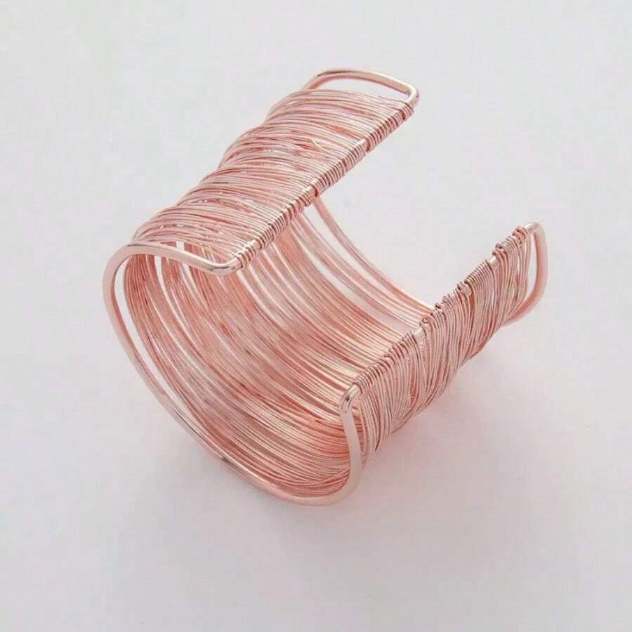 سوار يدوي مصنوع للنساء مغلف بشكل كبير، أنيق للحفلات والهدايا والاستخدام اليومي قطعة واحدة