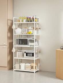 5-Tier Heavy-Duty Metal Storage Rack - Black & White 2-Color Options, Multi-Functional For Kitchen, Garage, Freestanding Bookshelf, Indoor & Outdoor Standing Shelf - 白色 - 查看 3