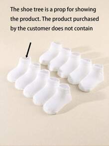 10雙實色嬰兒中筒襪，男女適用 - 白色 - 查看 4