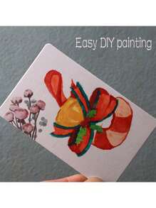 20张/套圆角空白DIY绘画卡、厚纸板贺卡、花卉图案卡、白卡纸礼品卡、手写祝福卡 - 彩色 - 查看 8