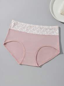 10-Piece Set For Pink Heart Print Autumn And Winter Underwear Women, Soft And Comfortable High Waist Panties For Women Underwear,Available In S-XXL Size, Suitable For Women Of All Body Types High Cotton Underwear,Cute Print Suitable For Women Of All Ages - 粉色 - 查看 9