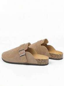 SERGIO TODZI Women's Round Toe Closed Toe Mules With Buckle Flat Shoes - Khaki - View 2