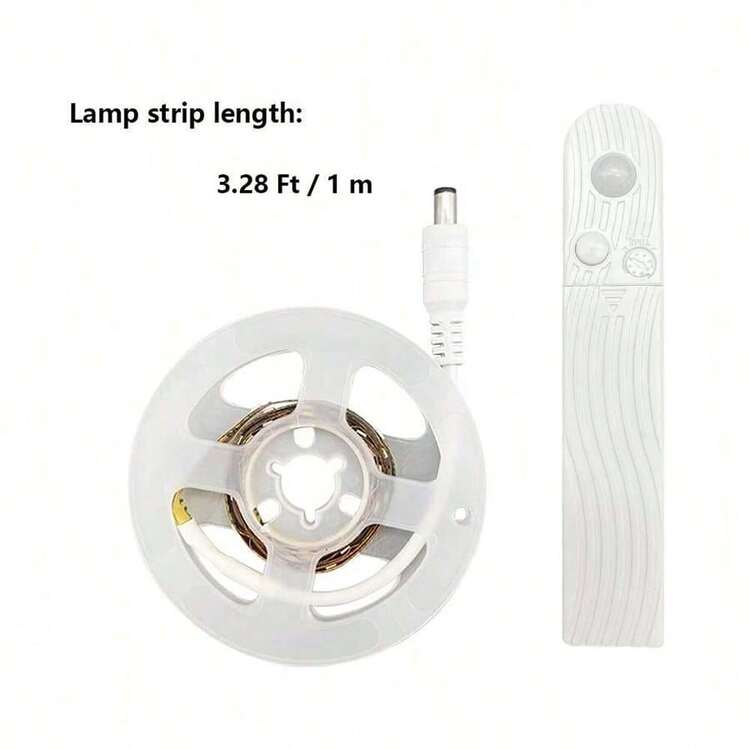 Set de 1 tira de luz LED de 3.28FT~16.4FT en color blanco cálido/frío con sensor de movimiento, tiras de luz inteligentes con detección del Body humano, interruptores de inducción fáciles de usar, adecuado para dormitorios, escaleras, entradas, armarios, gabinetes y salas de estudio (sin pilas) - monocromo - Añade 14
