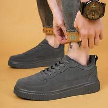 WANWEISI Baskets décontractées rétro pour hommes au printemps, chaussures en canevas polyvalentes à tige basse pour hommes, kaki, gris - Gris - Voir 7