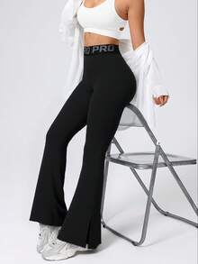 1pc High Waist Solid Color Yoga Leggings With Suitable For Hiking Outdoor Sports And Casual Wear Workout New Butt Lifting Sports Pants Run Pants For Women - Black - View 6