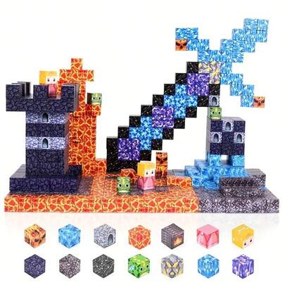 108pcs Magnetic Building Blocks Set, Children's DIY Creative Construction Toys, STEM Sensory Toys, 3D Cubic Architecture Toys, Suitable For Building, Creativity Play, Parent-Child Interactive Games, Birthday & Holiday Gifts For Boys & Girls 3+