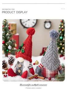 1pc Christmas Decoration, American Country Style Faceless Old Man Figurine, Gnome Sitting Desk Decor, High-Quality Male & Female Hat Wearing Doll, Detailed & Textured Material Home Decor Christmas Decorations Room Decor