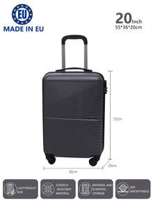 歐洲製造，行李箱學校宿舍必備品大學宿舍必備品學校行李箱旅行箱行李箱耐度假必備手提行李箱旅行箱、輪式行李箱套裝、登機箱，托運箱，四輪行李箱、硬殼拉桿箱、ABS 材質， - 深灰色 - 查看 2