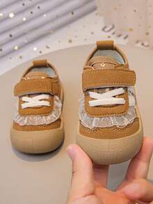 Pantofi sport la modă pentru fete, pantofi sport casual pentru copii mici cu talpă moale din cauciuc, broderie și sistem de prindere cu cârlig și buclă, adidași ușori pentru alergare - Kaki - Vizualizare 5