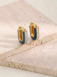 1 Pair 18K Plated Stainless Steel Dopamine Candy Color Segment Dangle Earrings For Women, French Fashionable Ins Style Suitable For Party, Dates, Work