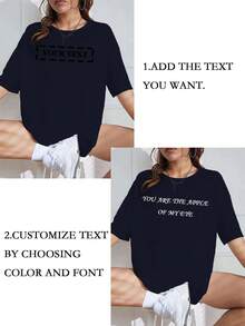 Customize Women's Short-Sleeved Shirts And T-Shirts, Add Your Own Text (Famous Quotes/Special Sentences/Funny Sentences/Names/Slogans, Etc.), Choose Your Favorite Colors And Fonts, Design Your Own Personalized Printed T-Shirt As A Gift For Your Girlfriend, Custom Shirts, Women's Football Shirts, Personalized Gifts, Design Your Own Personalized Printed T-Shirt As A Gift For Your Girlfriend, Couple Date Shirts, Etc., Suitable For Anniversaries, Valentine's Day, Mother's Day, Birthdays, Holidays, Etc. Comfortable And Casual, Custom Couple Shirts, Women's Tops, Custom Pattern Tops, Women's Short-Sleeved T-Shirts, Halloween Gifts, Unique Gifts, Thoughtful Gifts, Daily Wear, Travel, Fitness - Màu xanh hải quân - Xem 3