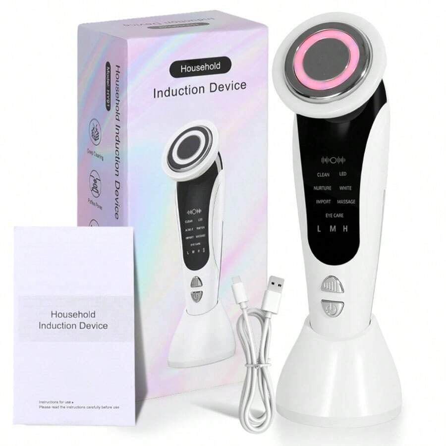 Facial Beauty Device,7-In-1 Multifunctional Facial Massager,400mAh Rechargeable,Suitable For Home And Travel Facial Care Use