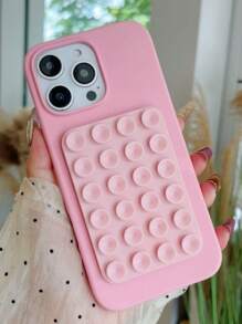 1pc Cute Functional Summer Dopamine Color Suction Cup Holder Cute Liquid Silicone Phone Case Compatible With IPhone 17 Air 16 15 14 13 12 11 Pro Max Plus Soft Back Cover