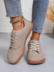 Zapatillas deportivas antideslizantes para mujer - Tenis con cordones planos, fitness, zapatos para caminar - Diseño caqui - Plantilla media blanda MD - Zapatos deportivos para interiores/exteriores de todas las temporadas - Agarre antideslizante, adecuado para gimnasio, correr, viajes - Zapatillas de tenis fáciles de limpiar - Zapatos ligeros y estables para mujer, equipo deportivo casual, tela transpirable, diseño duradero, para entusiastas del fitness