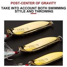 Topline Tackle 1pc Spoon Shaped Lure, 7g/10g Metal Spoon Hard Bait Fishing Swivel Lure Metal Lure Feather Hook Fishing Tackle