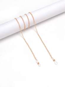 2pcs Unique Twisted Leg Fashion Eyeglass Chain, Preppy Back To School Styling Rectangular Shape Women Fashion Glasses Shades - 2pcs(brown+Glasses Chain) - View 4