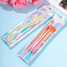 YQ 100 Pcs Pen Packaging Bags For Small Business Resealable Foil Pouch Bag For Pens Holographic Ziplock Smell Proof Storage Bags For Packaging Lipgloss Jewelry Cosmetic Candy 2.4x9 Inch YQ - 銀色 - 查看 5