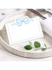 50 piezas Tarjetas de mesa con lazo rosa, tarjetas de nombre de estilo carpa con lazo lindo, tarjetas de asignación de asientos en blanco, suministros de decoración de mesa de fiesta de cumpleaños para decoración de mesa de fiesta de cumpleaños, regalos, decoraciones de graduación, cumpleaños, decoraciones de fiesta, decoraciones de boda, verano, playa, regreso a la escuela, útiles escolares, decoración de habitación