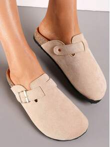 SERGIO TODZI Women's Round Toe Closed Toe Mules With Buckle Flat Shoes - Beige - View 2