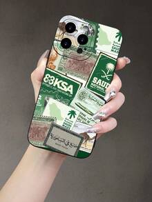 1pc Saudi Arabia Element Printed 2D Pattern Fashion Phone Case, Classic Versatile Personalized High-End Middle Eastern Style Phone Case, Suitable As Birthday, Christmas, Middle Eastern/Western Holiday Gift For Friends, Girlfriends, Classmates, Family, Couples, Matte Black Full Protection Anti-Dust Waterproof Compatible With Iphone 17/16/15/14/13/12/11/7/8/Pro/ProMax/PLUS/X/XR/XS/XSMAX/SE3/SE2 And Galaxy S/A Series - Black - View 4