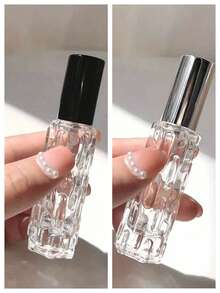 6 件 0.34 盎司透明空喷雾瓶带盖艺术设计化妆品香水乳液储存容器 DIY 美容工具，易于携带，适合旅行和外出，旅行配件家居浴室装饰秋季装饰返校香水瓶