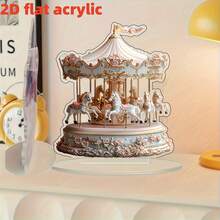 Captivating Acrylic Rotating Carousel 2D Desktop Decor - Perfect For Christmas Ideal Gift, Sunlight Catcher Design (Random Style) Home Decor Christmas Decorations Room Decor Winter