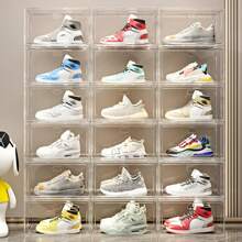 1pc Transparent Acrylic Magnetic Closure Shoe Box, Thickened Large Size Storage Container For Shoes, Bags, Collectibles, Cosmetics Display