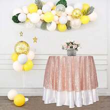 2pcs 50-Inch Round Tablecloth, Rose Gold Sequin Tablecloth, Glitter Tablecloth For Wedding, Holiday, Party, Restaurant, Engagement, Home, Outdoor, Dessert Table, Ceremony Decor - Multicolor - View 6
