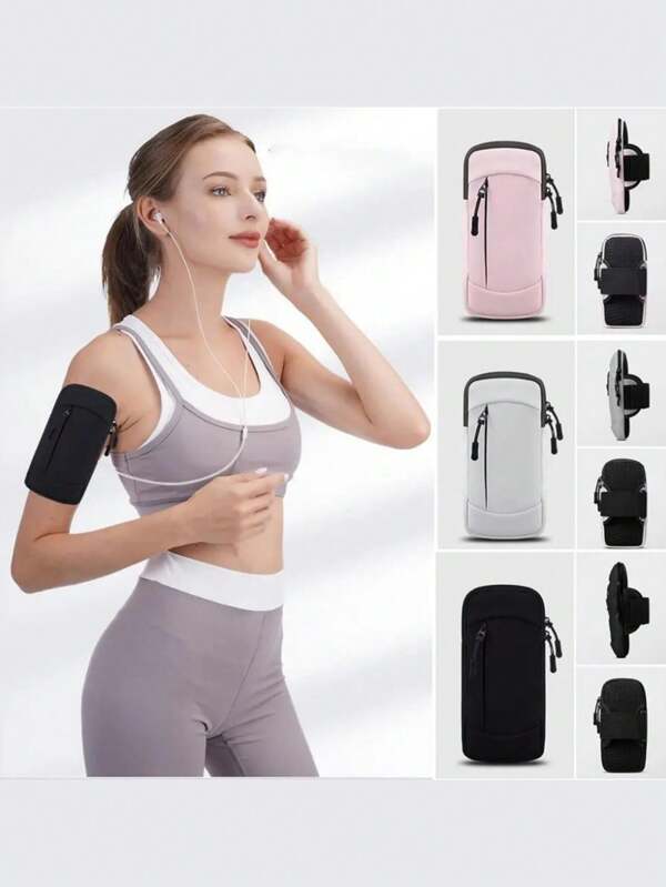 Running Arm Belt Mobile Phone Bracket Bag, Unisex Sports Fitness Arm Belt Bag, Free Hands, Suitable For Running, Jogging And Fitness. Waterproof Fabric, Smooth Zipper, Adjustable Armband, Compact Capacity, Mobile Phone, Keys And Headphones Can Be Stored.