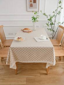 1pc Coffee Color Daisy Lace Tablecloth, Pastoral Fresh Style, Suitable For Romantic & Cozy Ambiance, Holidays, Parties, Weddings, Home Decor, All Seasons - Multicolor - View 2