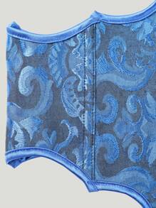 Blue Asymmetrical Fashionable Waist Belt For Women, Tight Fit Waist Cincher With Buttons - Blue - View 6