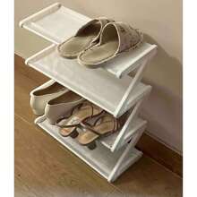 1pc 4-Tier Z-Shaped Shoe Rack, Plastic Freestanding Storage Shelf, Multifunctional Large-Capacity Storage Rack,Easy Assembly Floor Mounted Organizer For Living Room, No-Tool Installation, Stackable Home & Dorm Room Essential,Save Space, Home Organization Shoes And Boots Storage Sundries, Suitable For Corridors, Closets, Living Rooms, Bedrooms